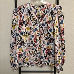 Boden Smocked Yoke Cotton Blouse Size 6